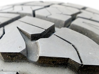 Image showing tire tread closeup in a tire shop