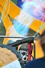 Image showing Colorful hot air balloons at festival 