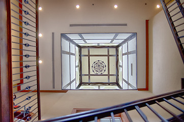 Image showing looking up toward ceiling in the stairwell