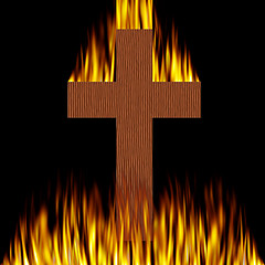 Image showing Cross on Fire