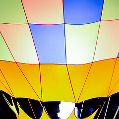 Image showing Fire heats the air inside a hot air balloon at balloon festival 