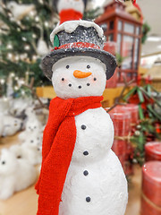 Image showing Christmas snowman in a hat and scarf