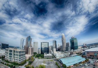 Image showing Aerial view of Charlotte North Carolina skyline