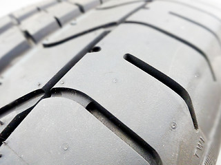 Image showing tire tread closeup in a tire shop