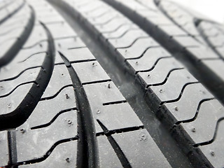 Image showing tire tread closeup in a tire shop