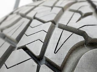 Image showing tire tread closeup in a tire shop