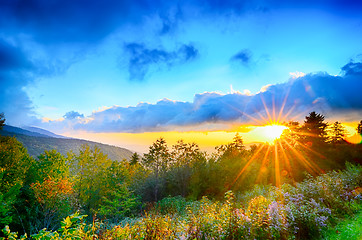 Image showing Blue Ridge Parkway late summer Appalachian Mountains Sunset West