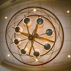 Image showing looking up at large modern chandelier