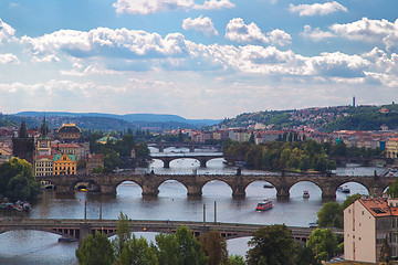 Image showing Bridge and rooftops of Prague