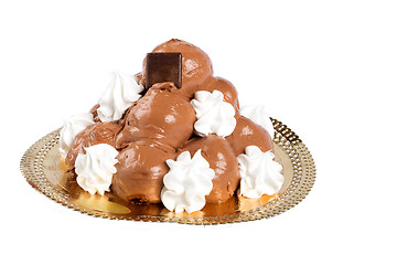 Image showing Italian pastry: chocolate profiteroles 