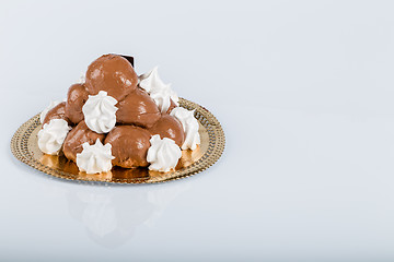 Image showing Italian pastry: chocolate profiteroles 