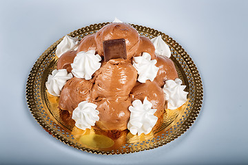 Image showing Italian pastry: chocolate profiteroles 