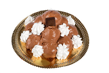 Image showing Italian pastry: chocolate profiteroles 