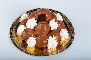 Image showing Italian pastry: chocolate profiteroles 