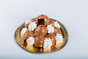 Image showing Italian pastry: chocolate profiteroles 