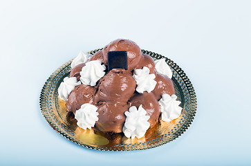 Image showing Italian pastry: chocolate profiteroles 