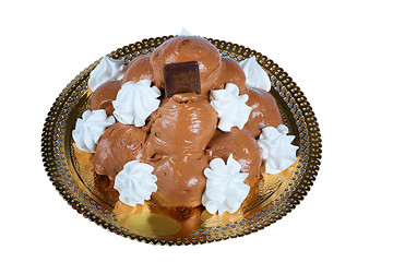 Image showing Italian pastry: chocolate profiteroles 