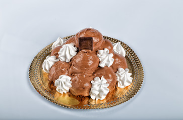 Image showing Italian pastry: chocolate profiteroles 