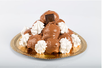 Image showing Italian pastry: chocolate profiteroles 