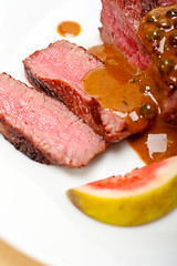 Image showing green peppercorn beef filet mignon
