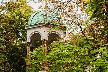 Image showing Petrin hill garden and buildings