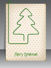 Image showing Christmas card with christmas tree shaped paper clip