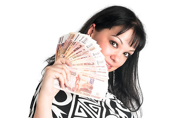 Image showing Pretty woman with cash