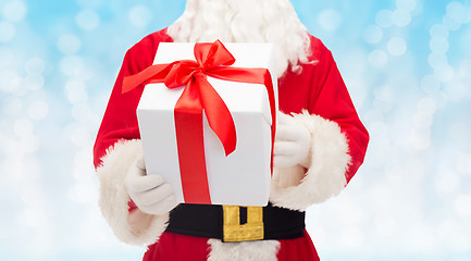 Image showing man in costume of santa claus with gift box