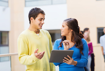 Image showing group of smiling students tablet pc computer