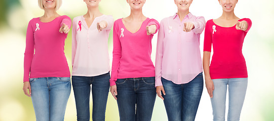 Image showing close up of women with cancer awareness ribbons