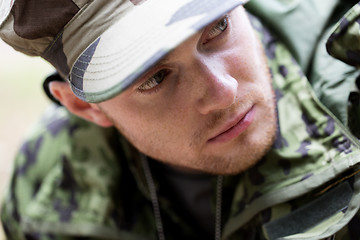 Image showing close up of young soldier in military uniform