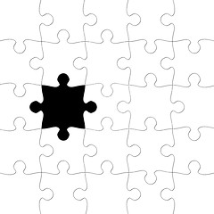 Image showing Puzzle with missing piece in black