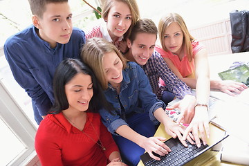 Image showing happy teens group in school