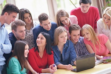 Image showing happy teens group in school