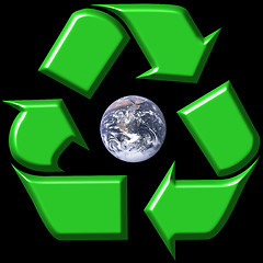 Image showing Recycling symbol surrounding earth