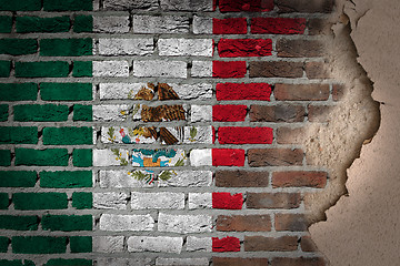 Image showing Dark brick wall with plaster - Mexico