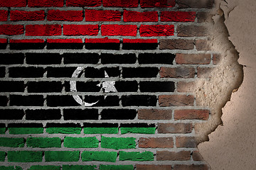 Image showing Dark brick wall with plaster - Libya