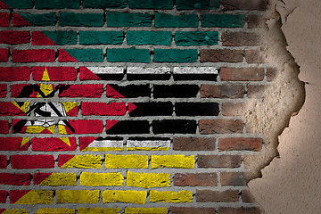 Image showing Dark brick wall with plaster - Mozambique