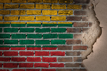 Image showing Dark brick wall with plaster - Lithuania