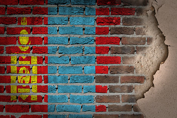 Image showing Dark brick wall with plaster - Mongolia