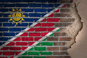 Image showing Dark brick wall with plaster - Namibia