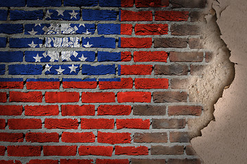 Image showing Dark brick wall with plaster - Myanmar