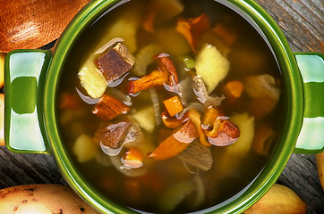 Image showing Soup with Chanterelle Mushrooms