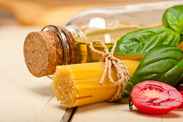 Image showing Italian spaghetti pasta tomato and basil