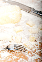 Image showing making fresh Italian potato gnocchi