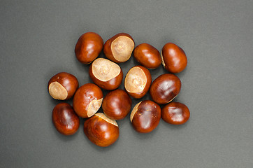 Image showing Bunch of sweet chestnuts