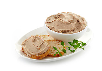 Image showing bowl of liver pate and bread