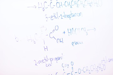 Image showing chemical molecule structure on white boar