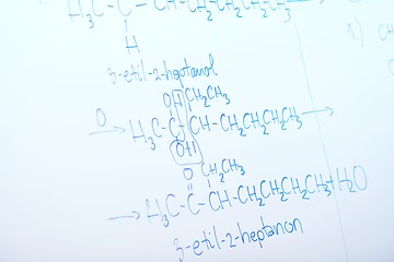 Image showing chemical molecule structure on white boar