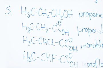 Image showing chemical molecule structure on white boar